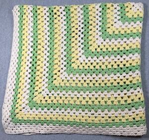 VTG Handmade Boho Multicolor Granny Square Crochet Bed Throw Blanket Afghan